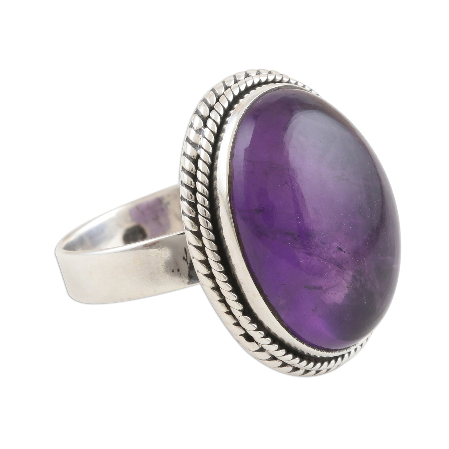 Sweet Glory Oval Amethyst Cabochon Cocktail Ring