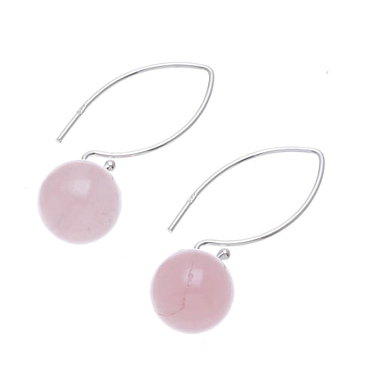 Luna in Pink Rose Quartz Sterling Silver Drop Earrings