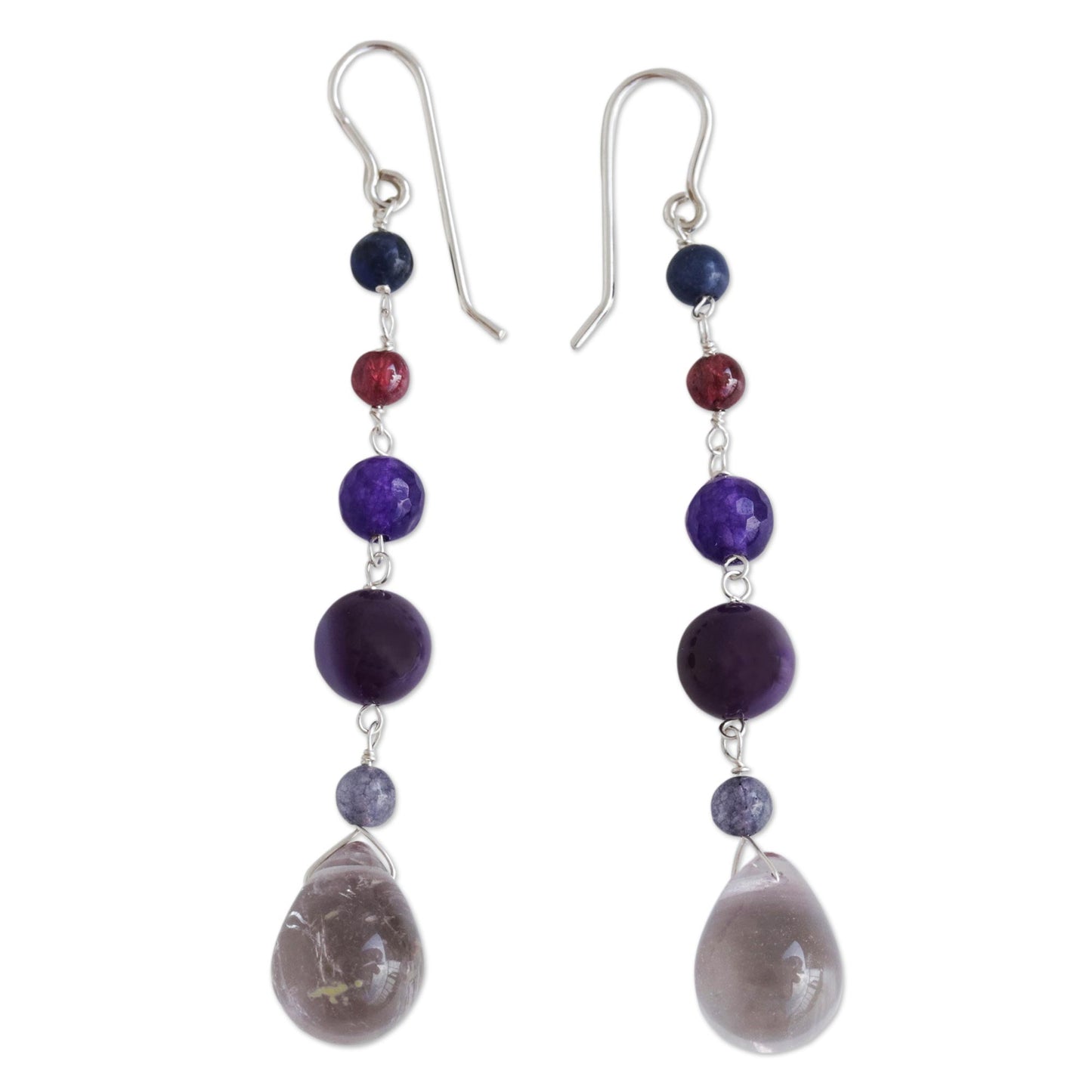 Balance and Calm Multi-Gemstone Long Dangle Earrings