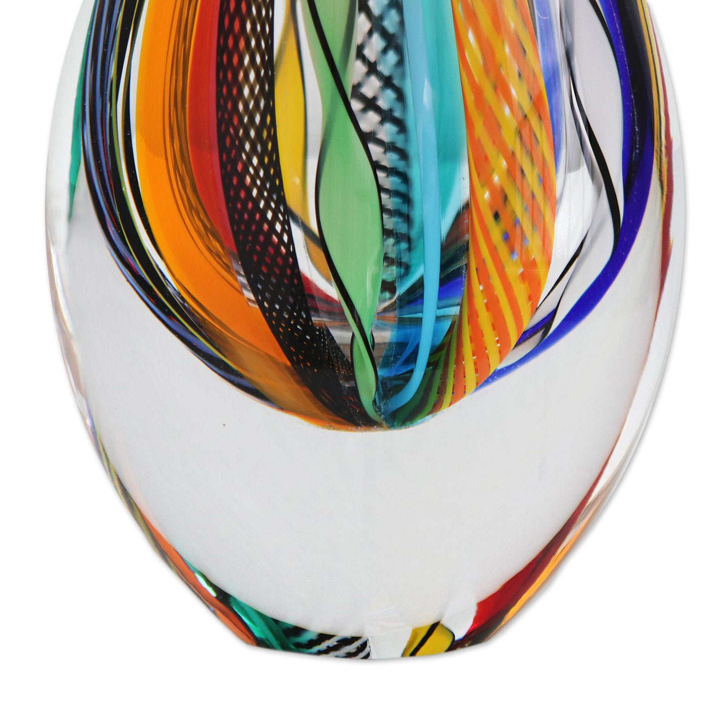 Color Cascade Murano-Style Colorful Art Glass Vase (9 Inch)