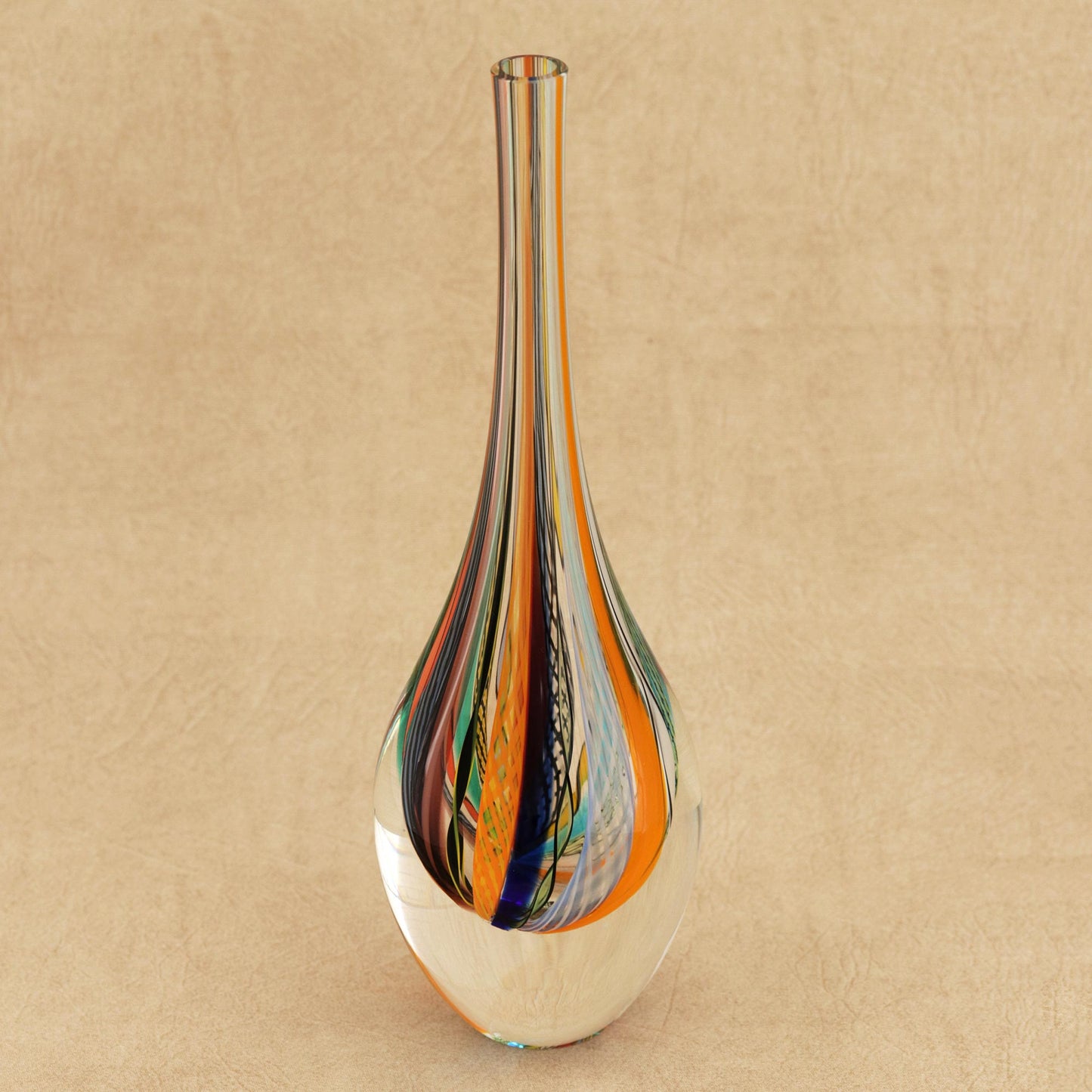 Color Cascade Murano-Style Art Glass Vase (11 Inch)