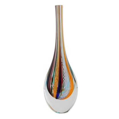 Color Cascade Murano-Style Art Glass Vase (11 Inch)