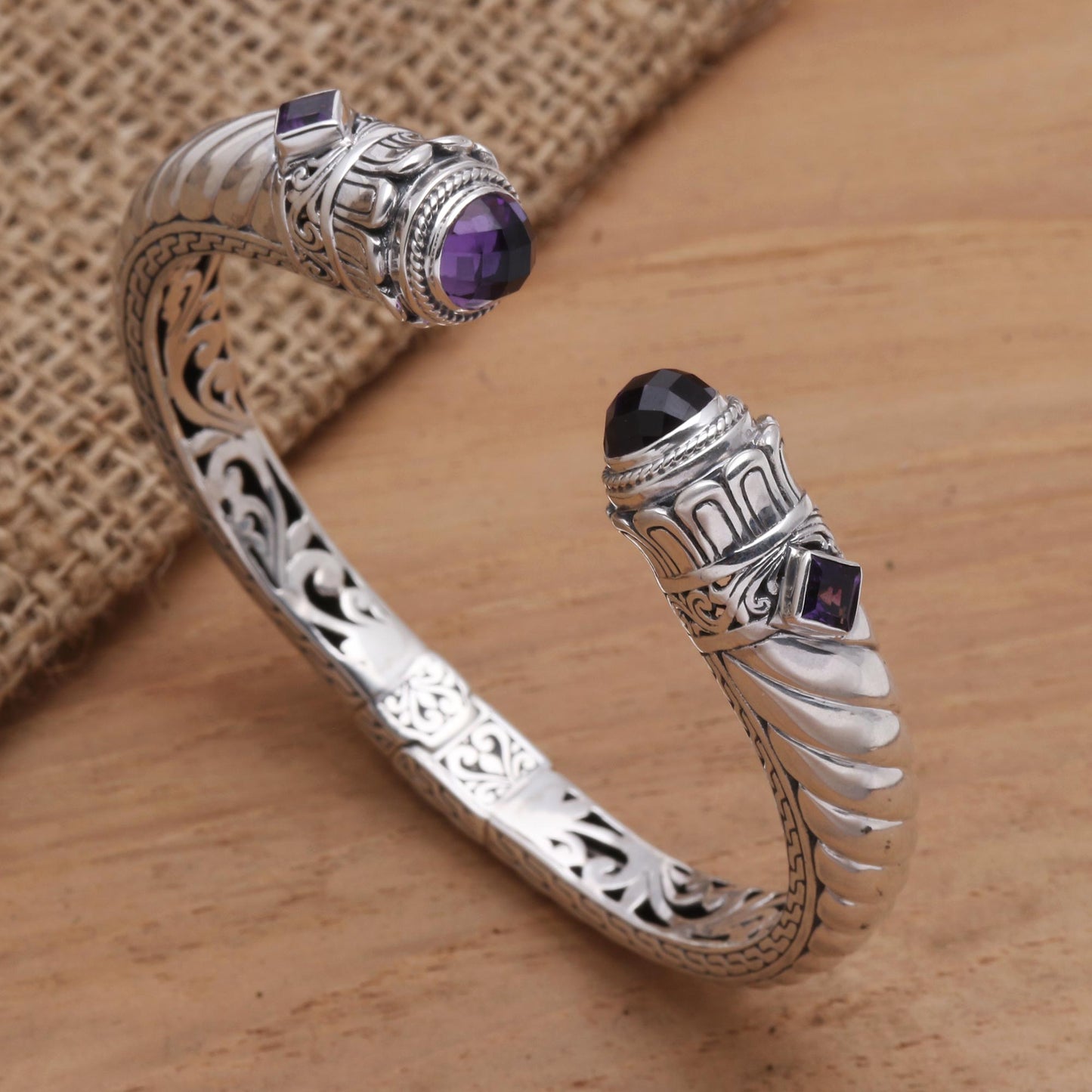 Aspire Amethyst and Sterling Silver Cuff Bracelet