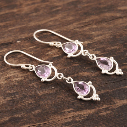 Royal Rain Artisan Made Amethyst Sterling Silver Dangle Earrings