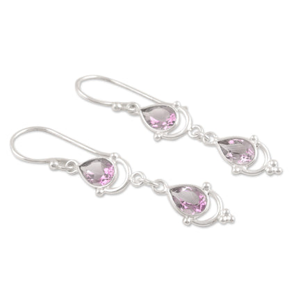 Royal Rain Artisan Made Amethyst Sterling Silver Dangle Earrings