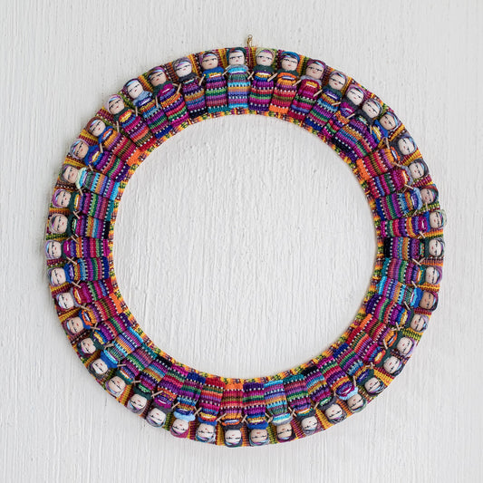 Heritage in the Round Colorful Worry Doll Wreath