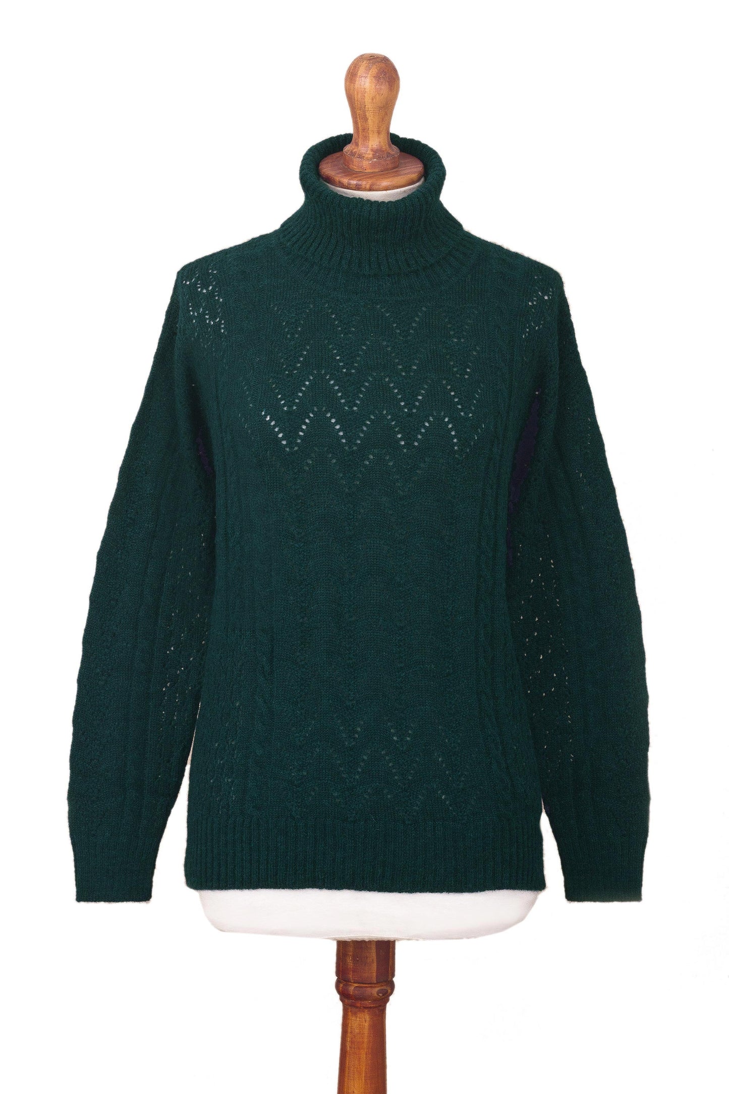 Sweet Teal Warmth Forest Spruce Teal Baby Alpaca Turtleneck Sweater