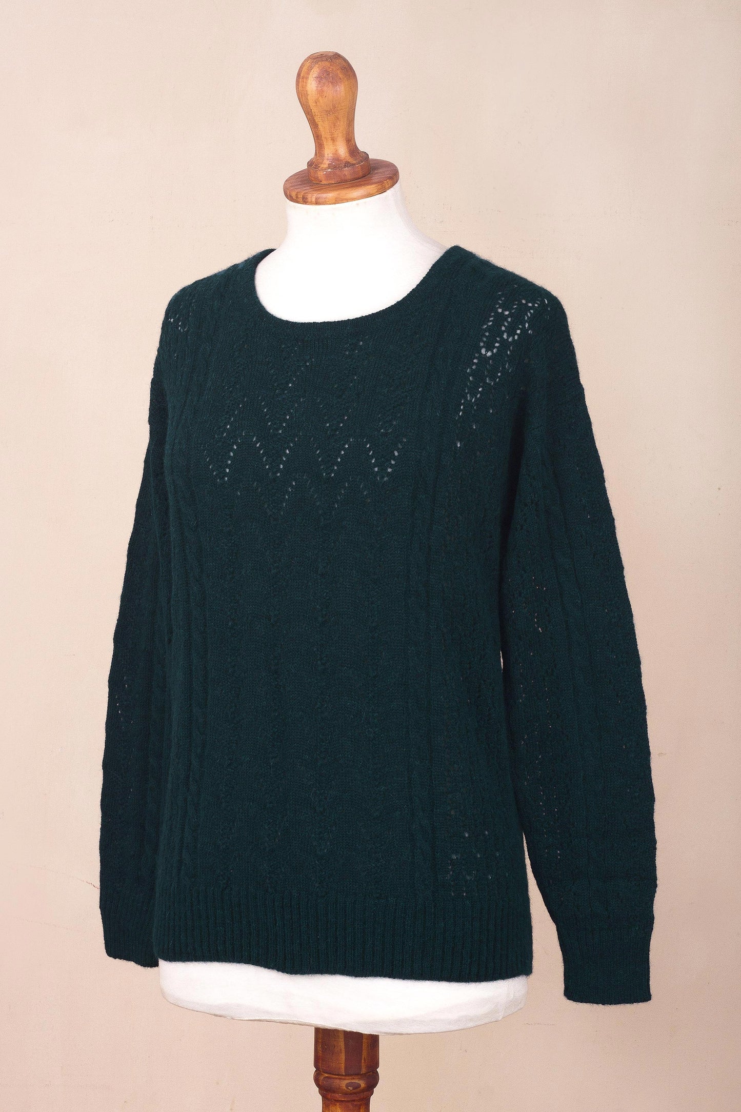 Teal Charm Forest Spruce Teal Baby Alpaca Pullover Sweater