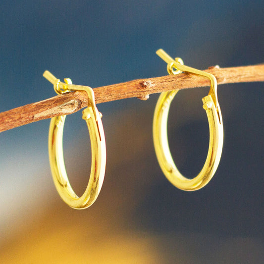 Always Classic Small Gold Plated Hoop Earrings from Peru (.7 Inch)