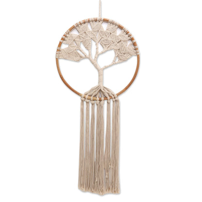 Deep Roots, Strong Branches Handcrafted Ivory Macrame Tree Wall Hanging