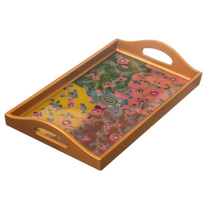 Miraflores Flora Reverse-Painted Glass Floral Tray
