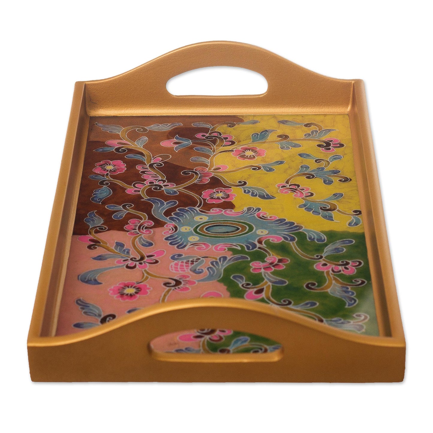 Miraflores Flora Reverse-Painted Glass Floral Tray