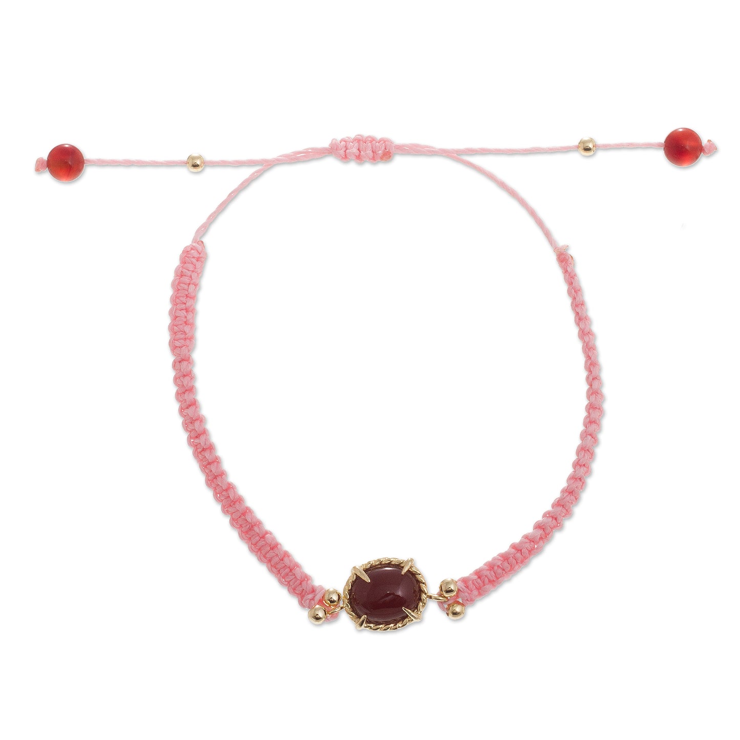Sweet Diversion in Pink Pink Macrame Bracelet with Carnelian