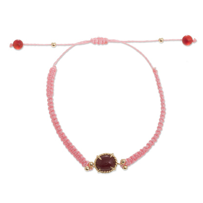 Sweet Diversion in Pink Pink Macrame Bracelet with Carnelian