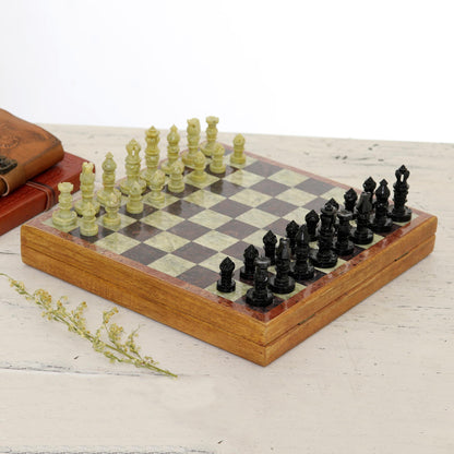 Royal Charm Soapstone Self-Storing Chess Set from India