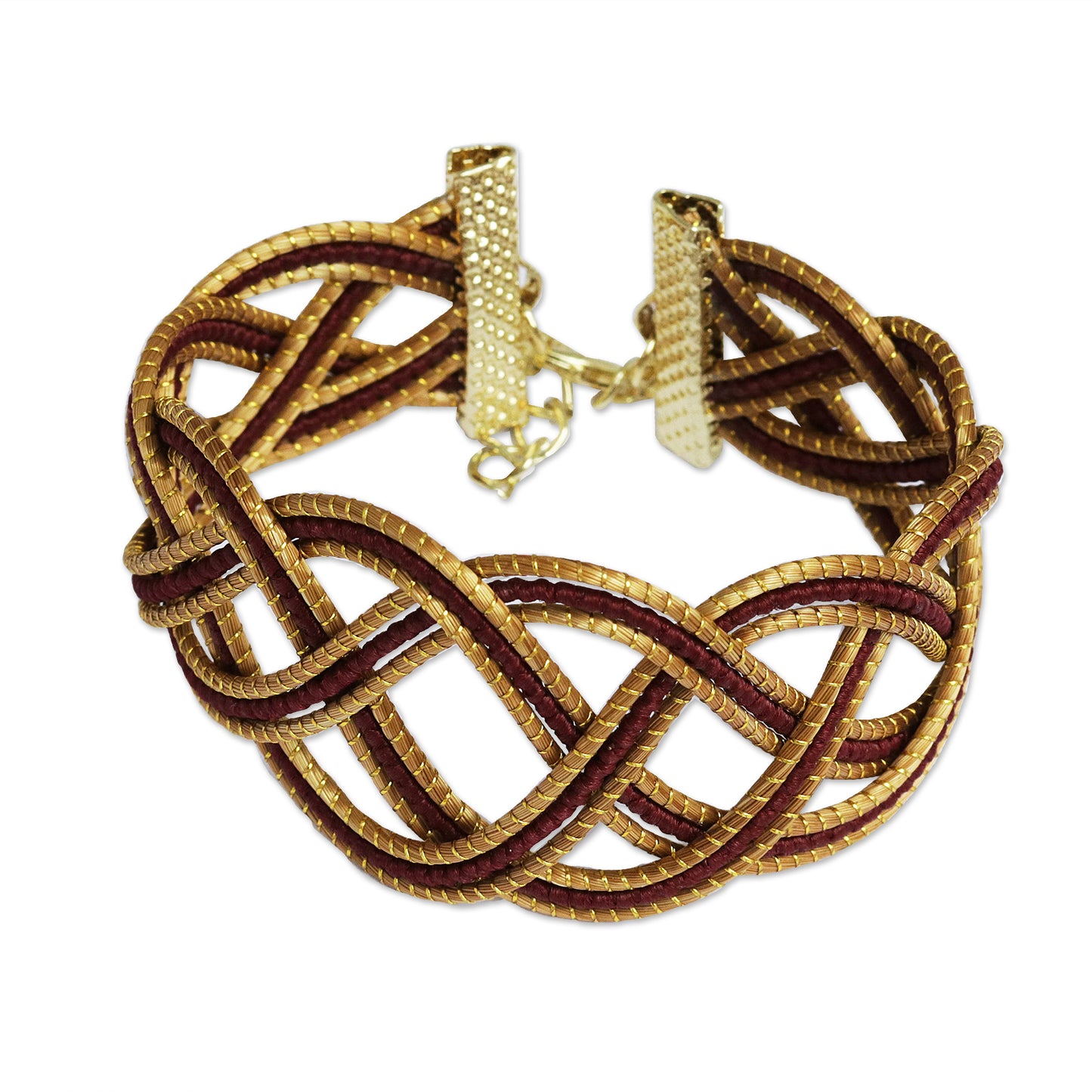 Infinite Braid in Currant Golden Grass Bracelet with 18k Gold Clasp