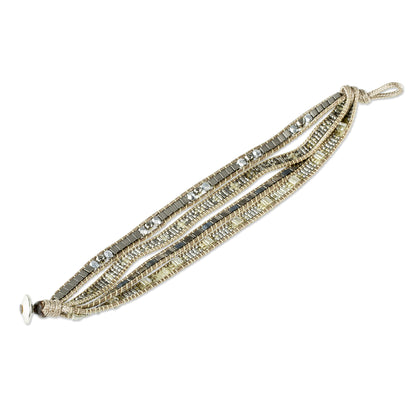 Silver Reflection Silvery Beaded Wristband Bracelet from Guatemala