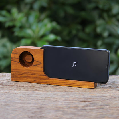 Cool Sound Hand Crafted Teak Wood Smartphone Speaker