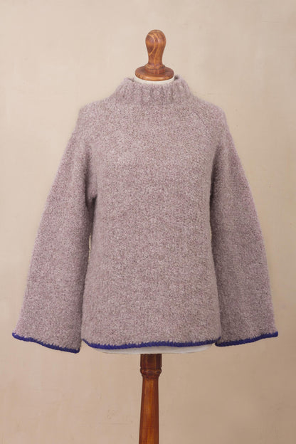 Sumptuous Warmth in Mauve Light Mauve Alpaca Blend Boucle Sweater