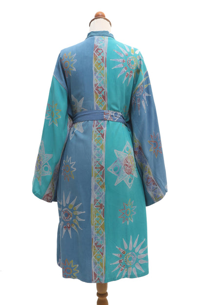 Remembrance Hand-Stamped Batik Rayon Robe from Bali