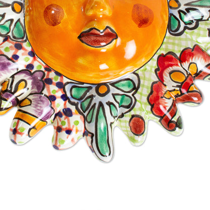 Glorious Sun Hand Painted Ceramic Sun Wall Accent