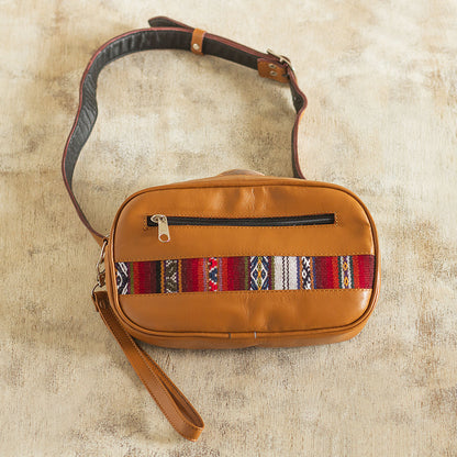 Double Duty Saddle Brown Belt Bag and Wristlet from Peru