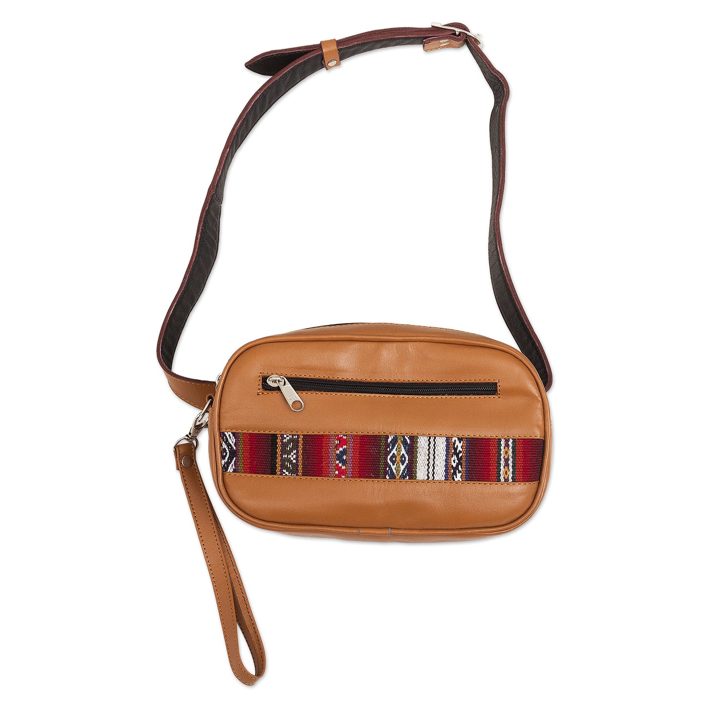 Double Duty Saddle Brown Belt Bag and Wristlet from Peru