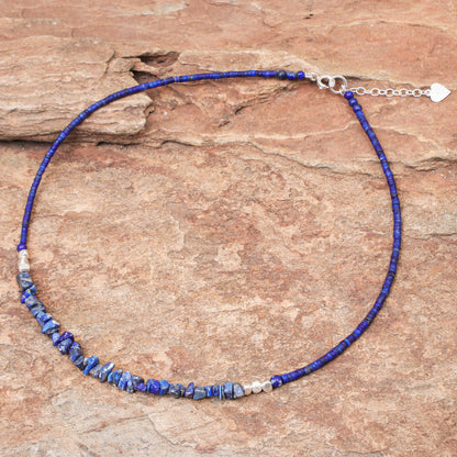 Nature's Finest Hour Lapis Lazuli and Karen Silver Beaded Necklace