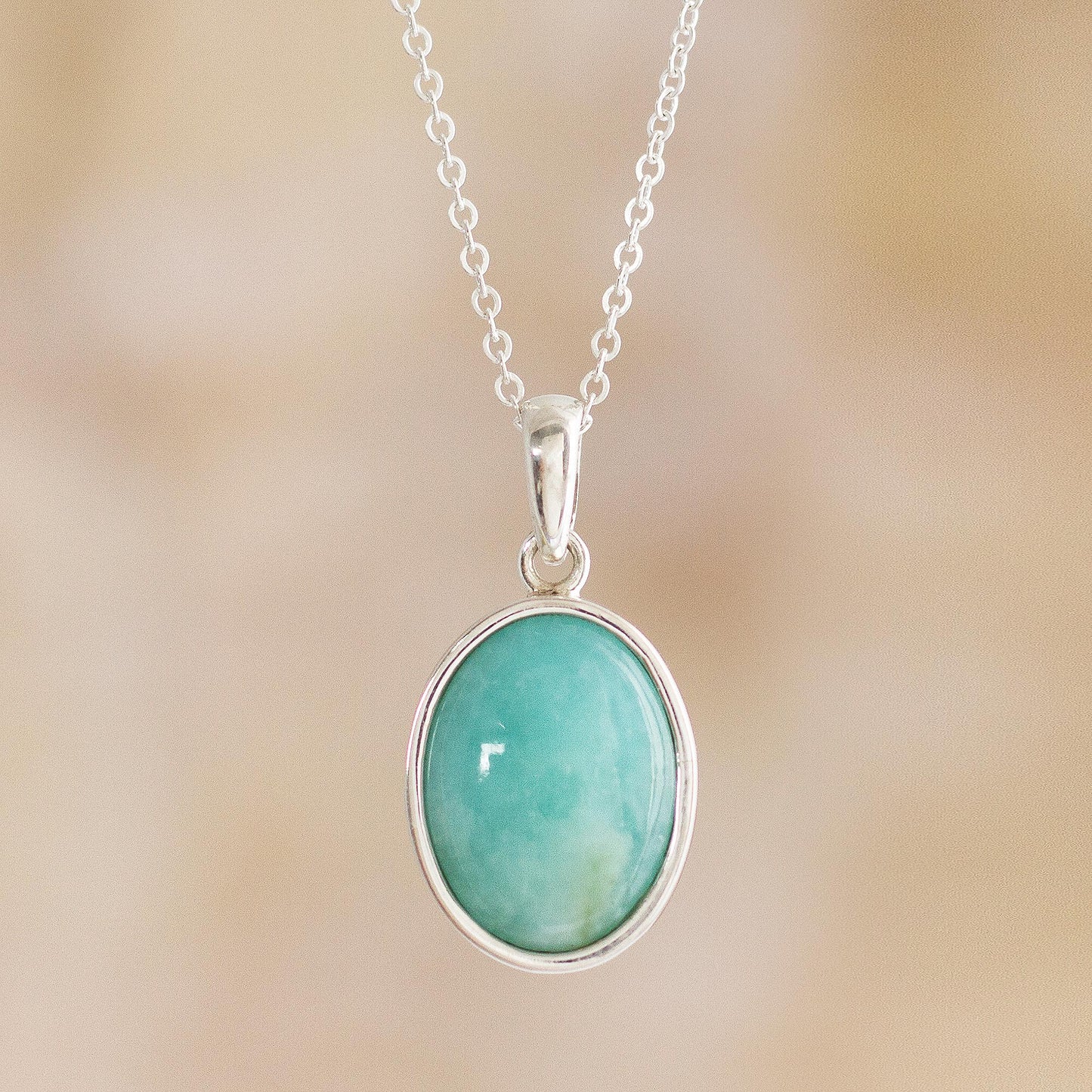 Naturally Beautiful Natural Andean Opal Pendant Necklace