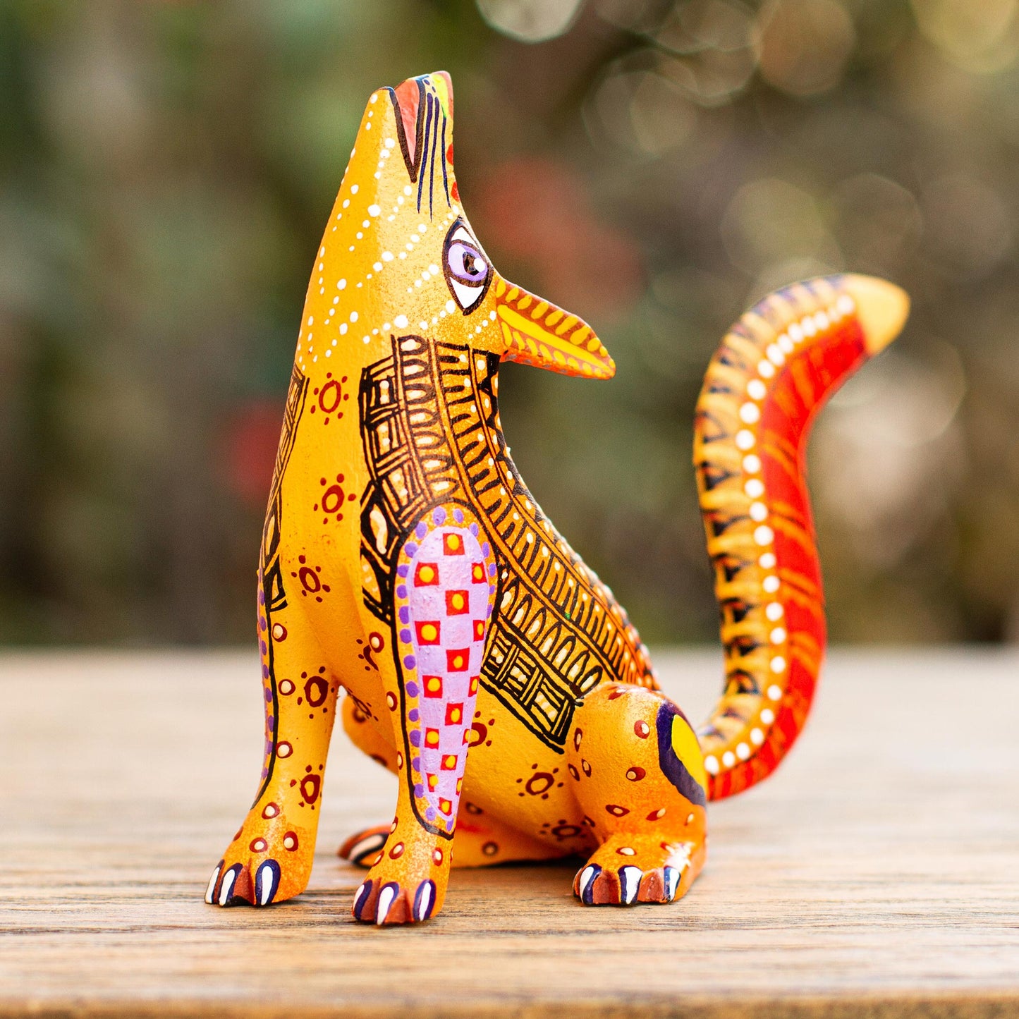 Wild Wolf Hand Painted Wood Wolf Alebrije