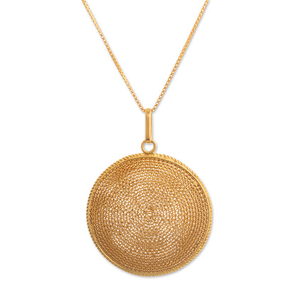 Temple of the Sun Peruvian Gold-Plated Filigree Pendant Necklace