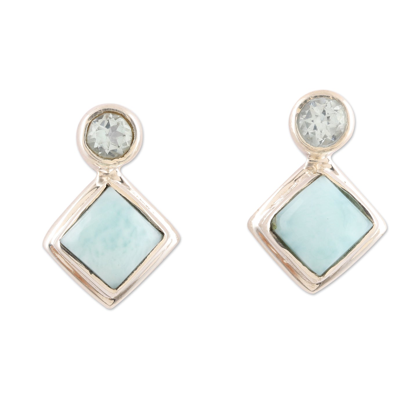 Harmony in Blue Larimar and Blue Topaz Sterling Silver Drop Earrings