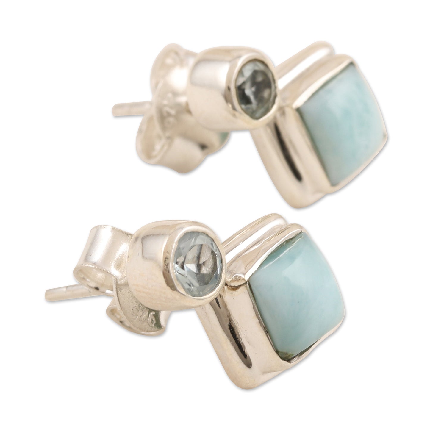 Harmony in Blue Larimar and Blue Topaz Sterling Silver Drop Earrings