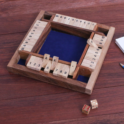 Shut The Box Handcrafted Rain Tree Wood Shut the Box Game from Thailand