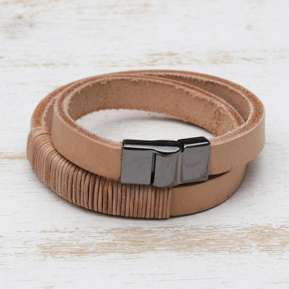 Carioca Chic Wrap Bracelet in Buff-Colored Leather
