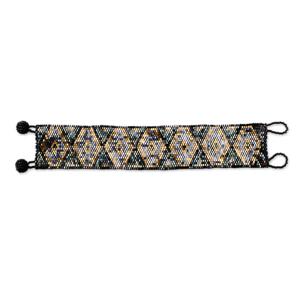 Blessed Rain and Protection Huichol Blessing Sage Green & Iridescent Grey Bead Bracelet