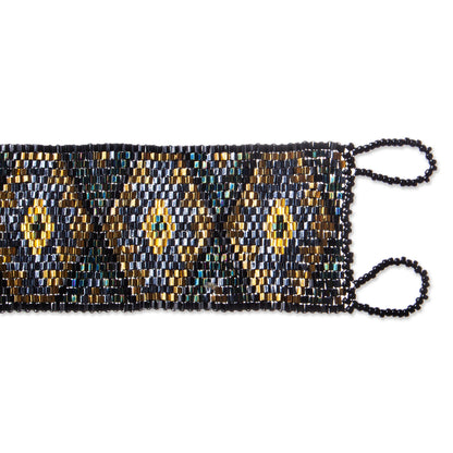 Blessed Rain and Protection Huichol Blessing Sage Green & Iridescent Grey Bead Bracelet