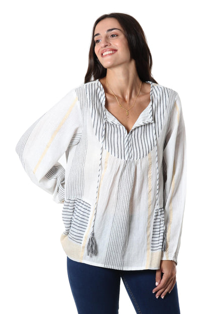 Sailing Stripes Hand Woven Striped Cotton Tunic