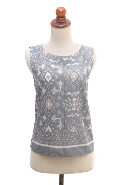 Grey Gardens Hand Made Sleeveless Cotton Ikat Blouse from Bali