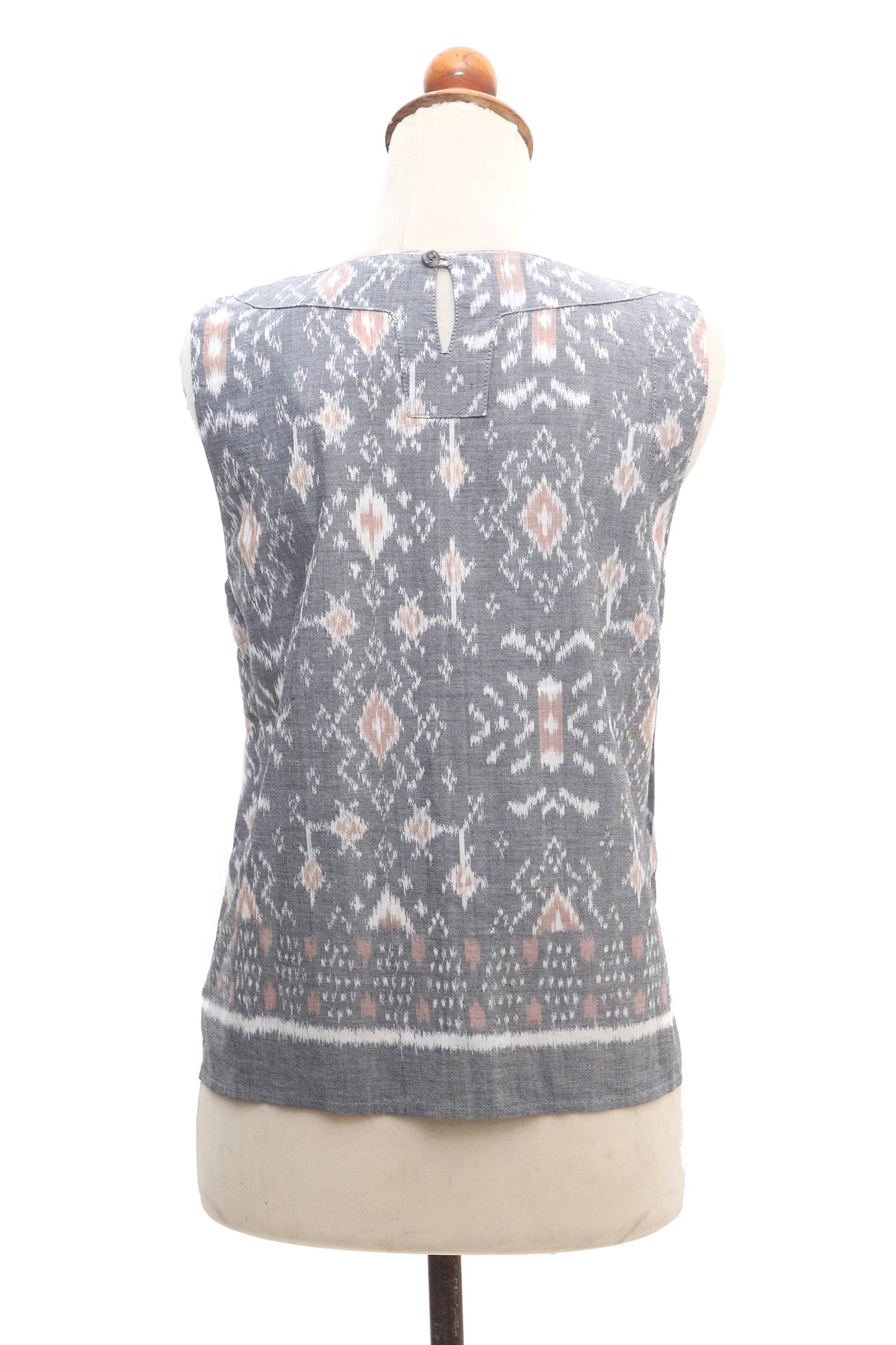 Grey Gardens Hand Made Sleeveless Cotton Ikat Blouse from Bali