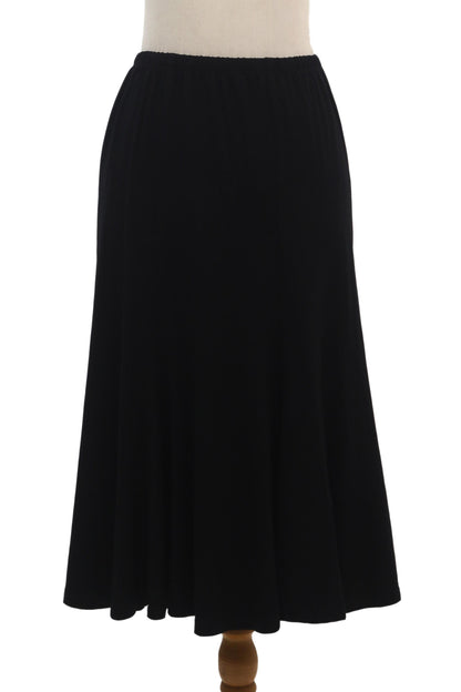 Ardor Artisan Crafted Black Modal Knee-Length Skirt