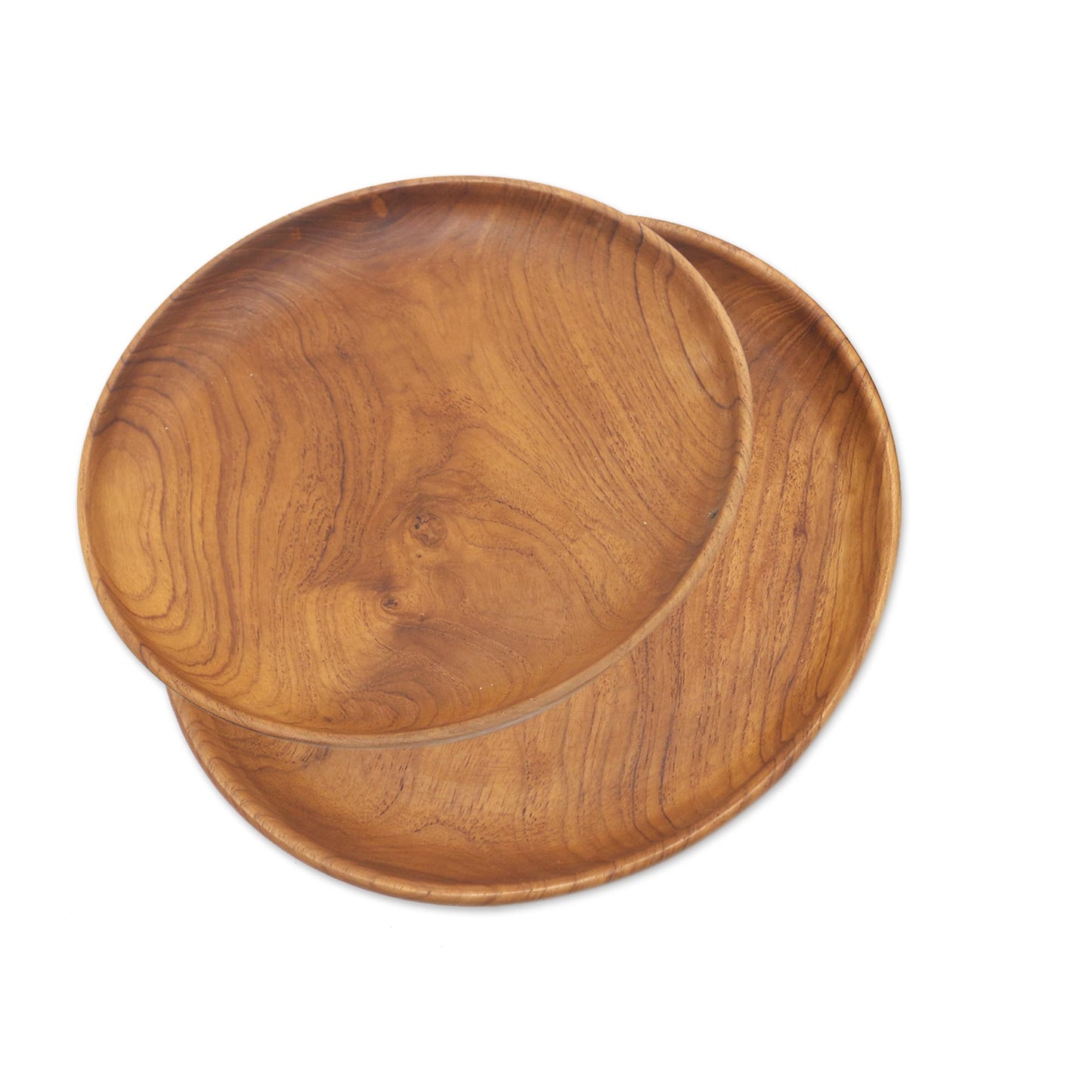 Fit for a Feast Hand Made Teak Wood Dinner Plates from Bali (Pair, 9 Inch)