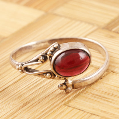 Wrapped in Red Handmade Garnet and Sterling Silver Wrap Ring