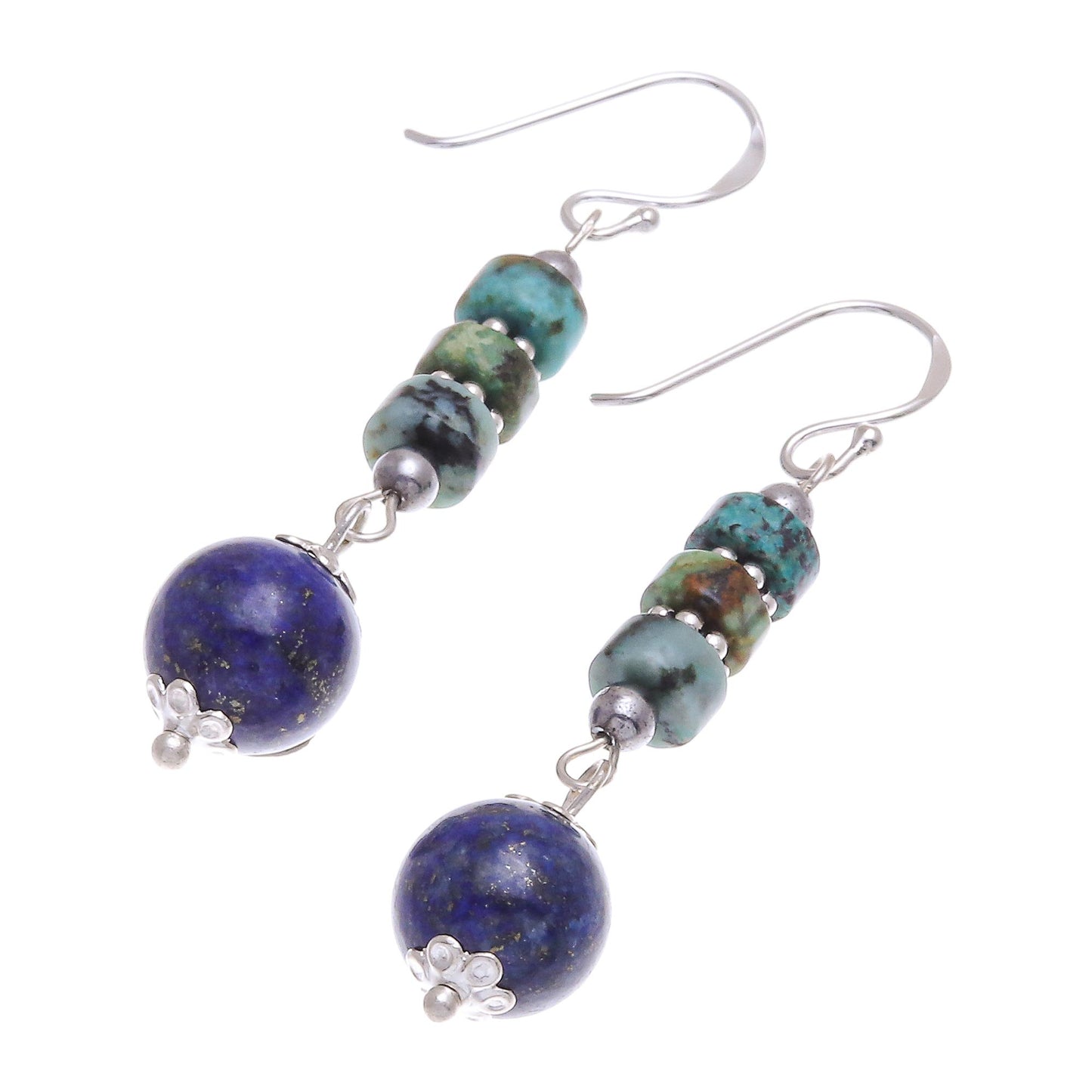 Earth Orbit Handmade Lapis Lazuli and Hematite Dangle Earrings