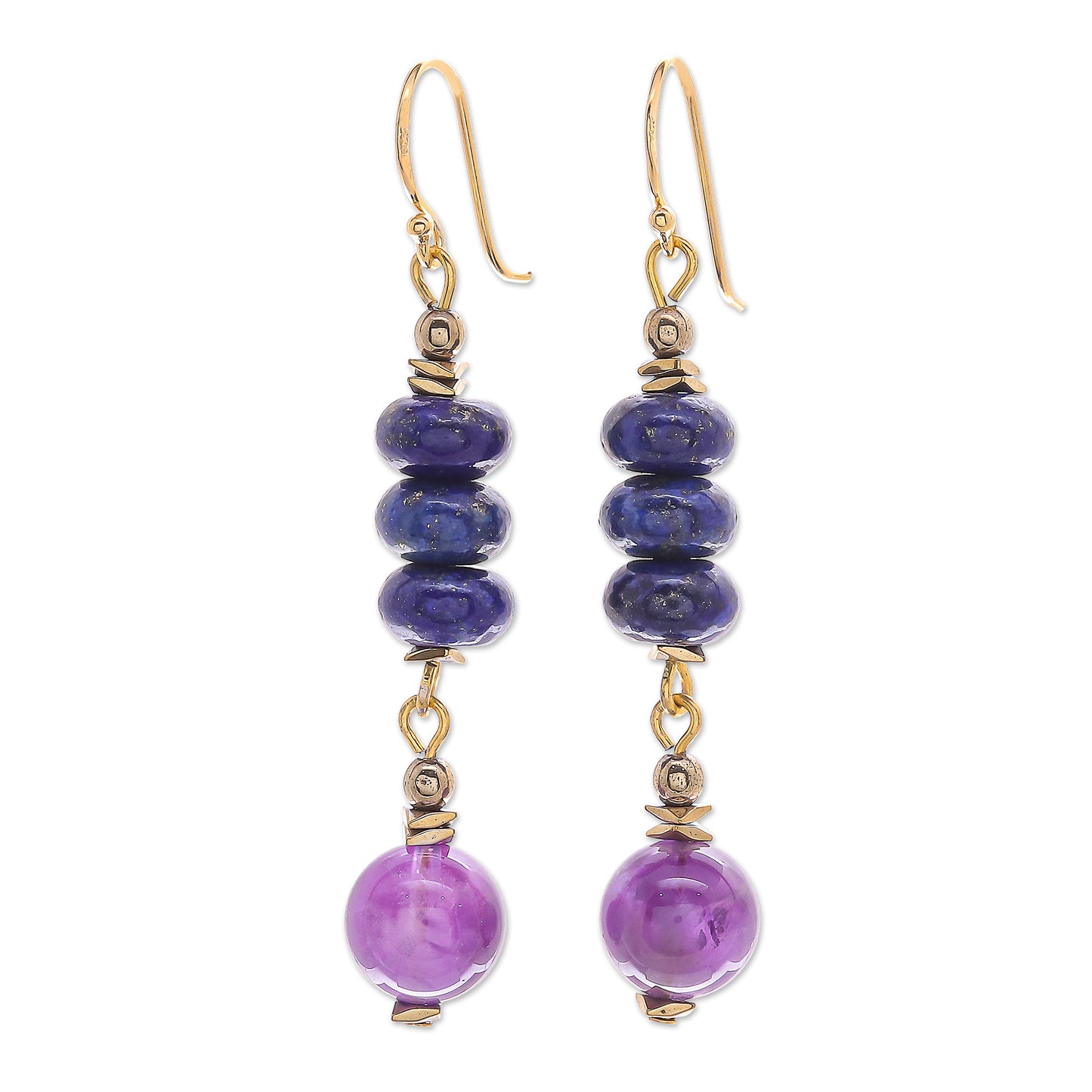 Sweet Tarts Gold-Plated Multi-Gemstone Dangle Earrings from Thailand
