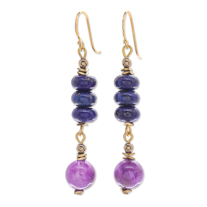 Sweet Tarts Gold-Plated Multi-Gemstone Dangle Earrings from Thailand
