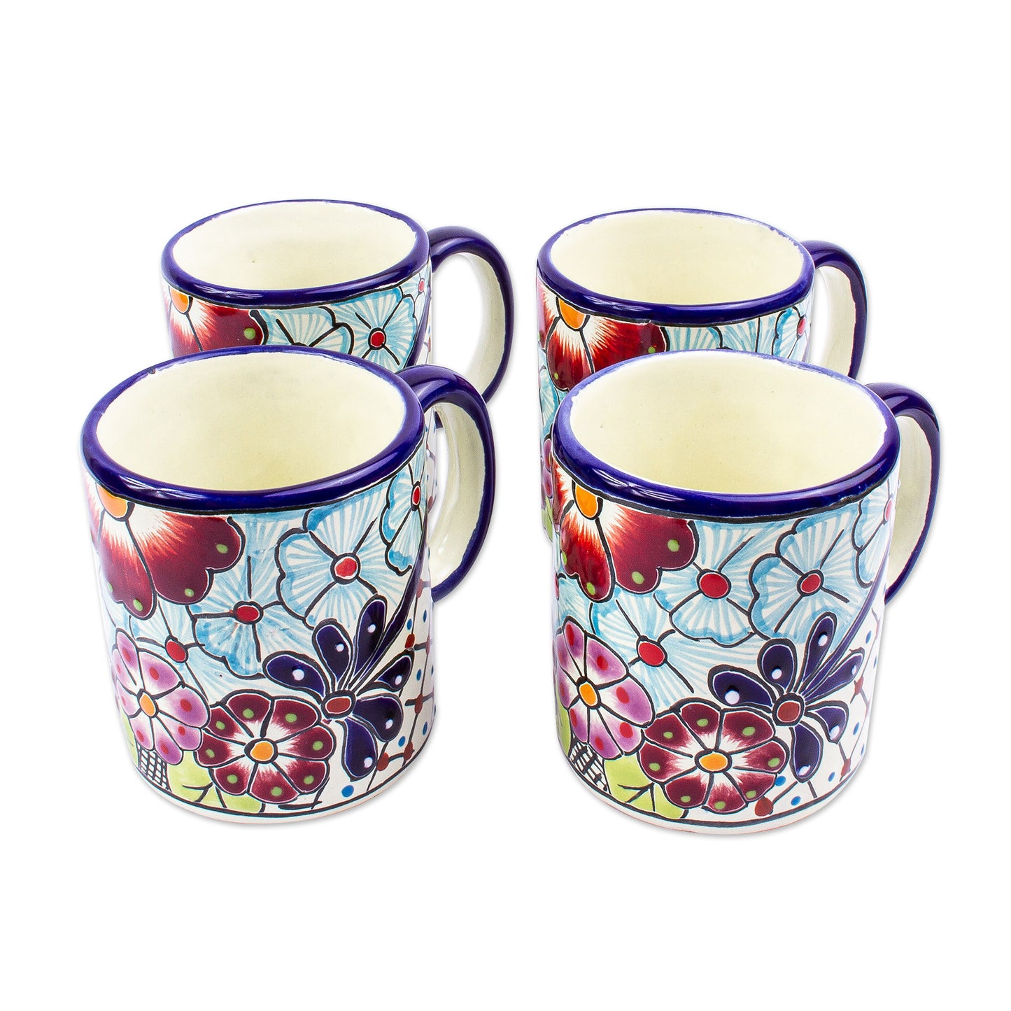 Colors of Mexico Multicolored Ceramic Mugs from Mexico (Set of 4)