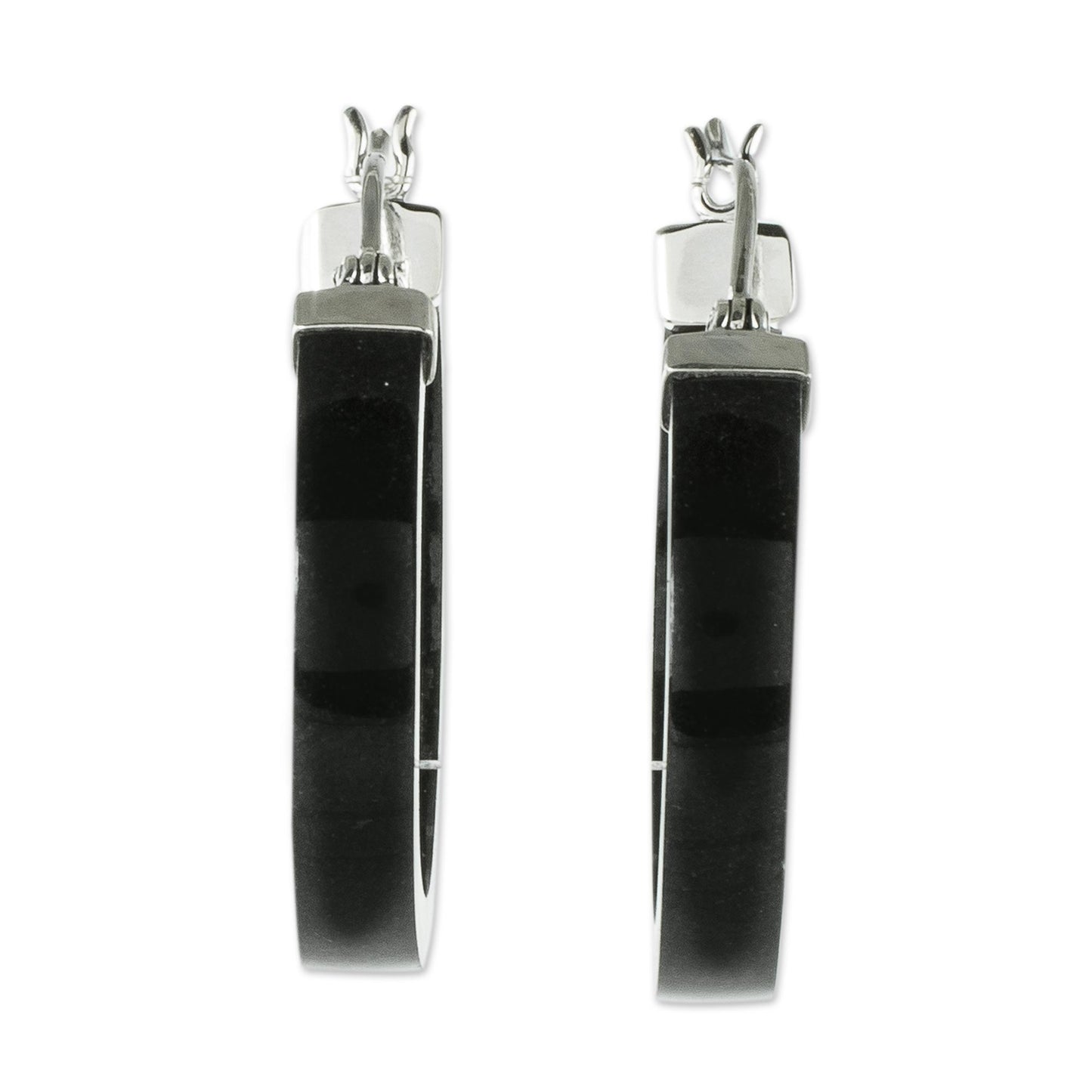 Synchronicity in Black Artisan Black Jade Hoop Earrings