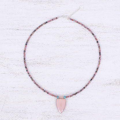 Pink Chill Rose Gold-Plated Rhodonite and Chalcedony Pendant Necklace