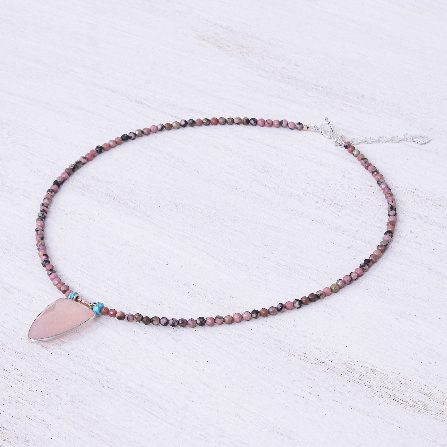 Pink Chill Rose Gold-Plated Rhodonite and Chalcedony Pendant Necklace